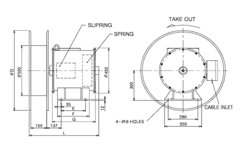 Ship crane power supplying cable reel