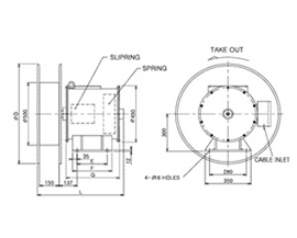 Ship crane power supplying cable reel